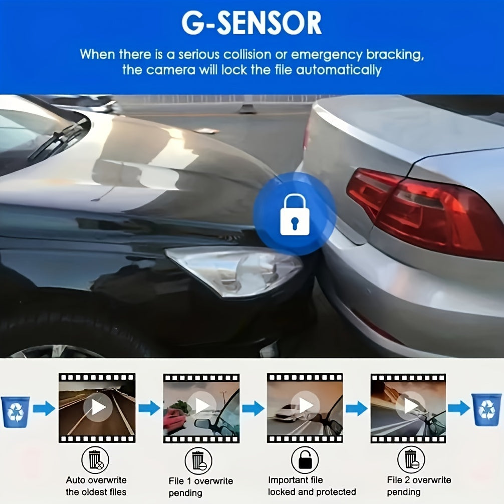 1080P Dual Dash Cam With IR Night Vision Display