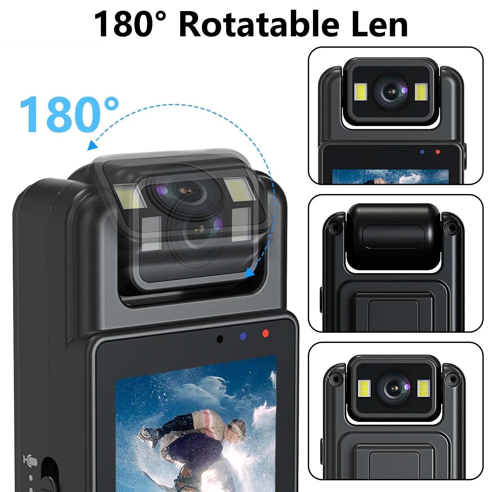 1080P Mini Body Camera with Rotating Lens