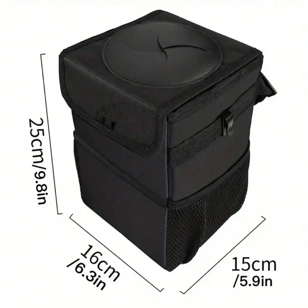 Waterproof Car Trash Can Organizer Portable Auto Bin Black-1