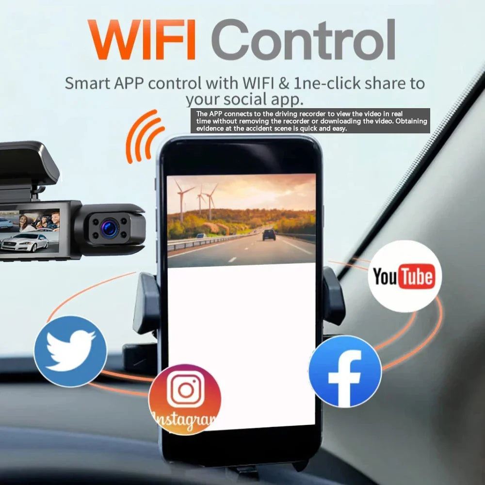 1080P WiFi Dual Dash Cam Front Interior Car Camera Black-2