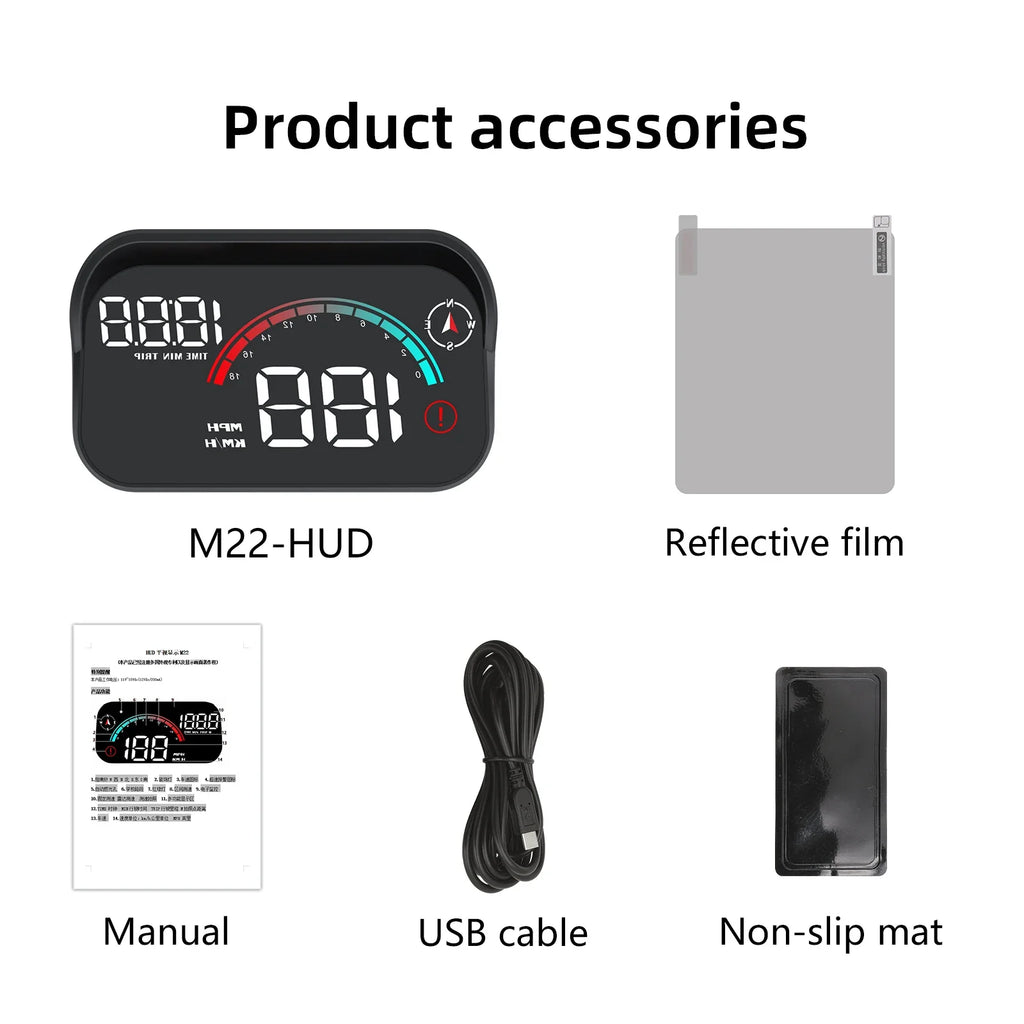 NNEOBA AD M22 GPS HUD Universal Digital Speedometer Display Black-4