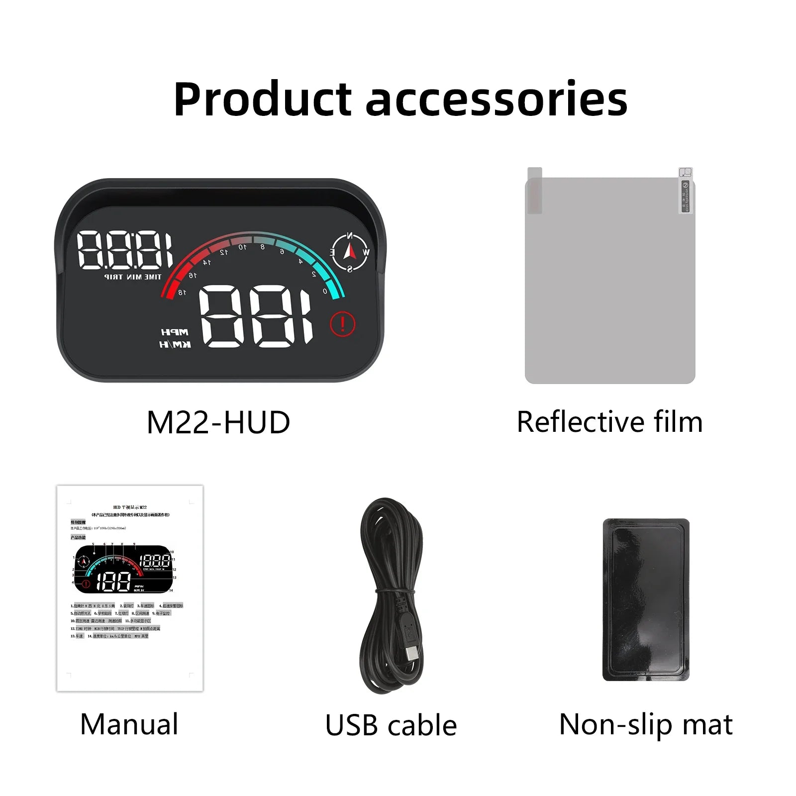 NNEOBA AD M22 GPS HUD Universal Digital Speedometer Display Black-4
