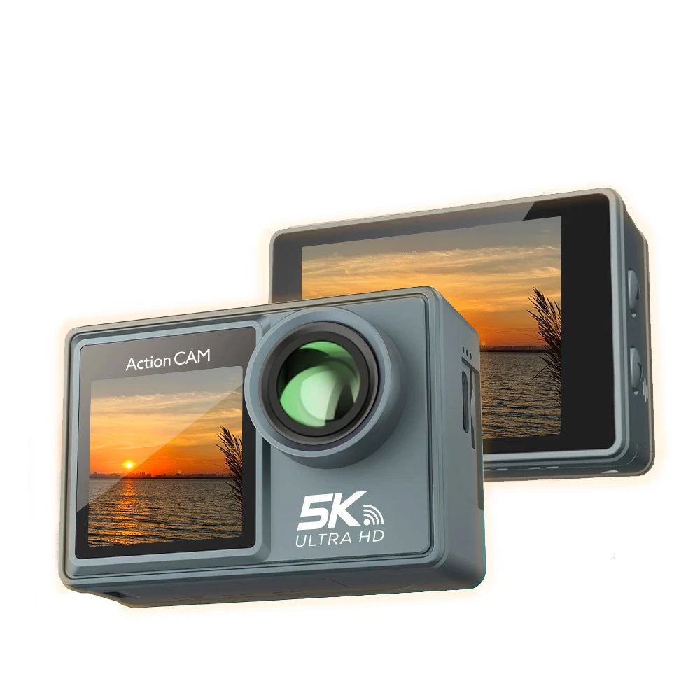 5K Ultra HD Action Camera – Dual Screen, EIS, 30M Case