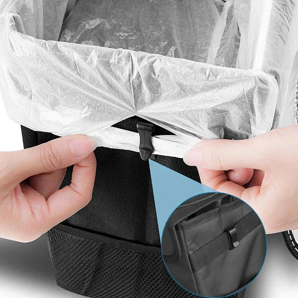 Waterproof Car Trash Can Organizer Portable Auto Bin Black-3