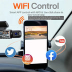 1080P WiFi Dual Lens Dash Cam Front Rear Car DVR Black-3