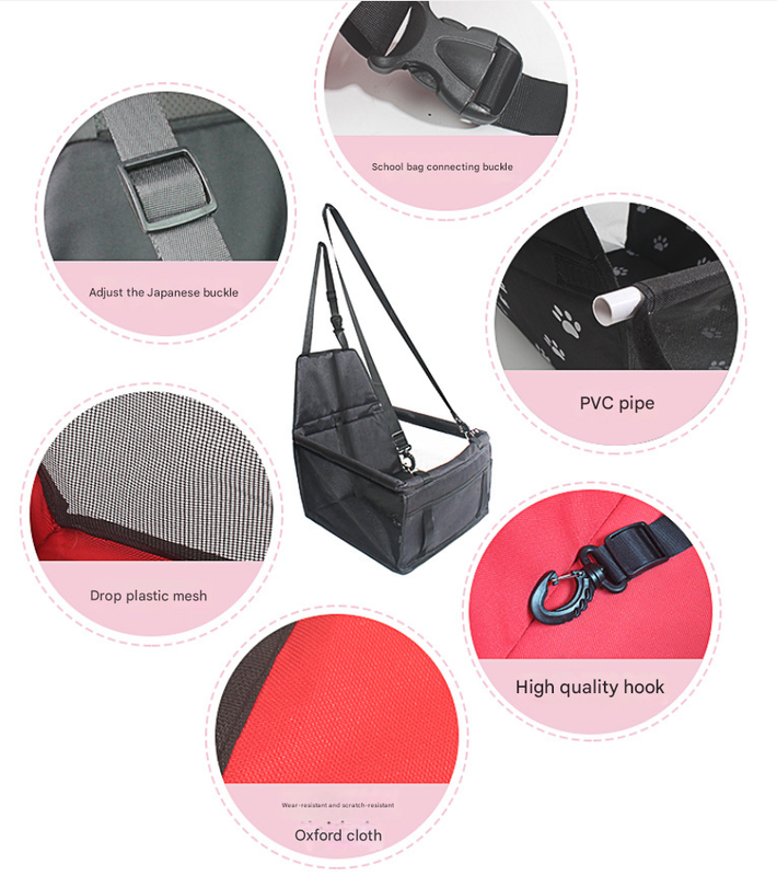 NNEDSZ Pink Portable Pet Car Seat for Dogs and Cats - Adjustable Car Seat Cover, Pet Travel Car Carrier with Safety Belt-2
