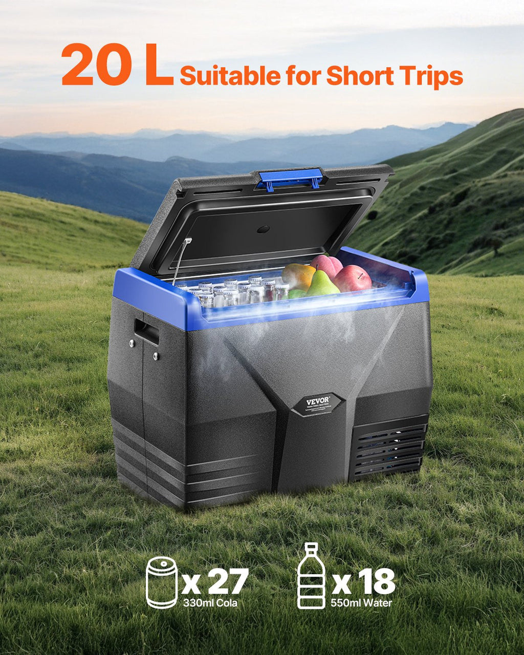 VEVOR Portable Car Refrigerator Freezer Compressor 20L Single Zone for Car Home-1