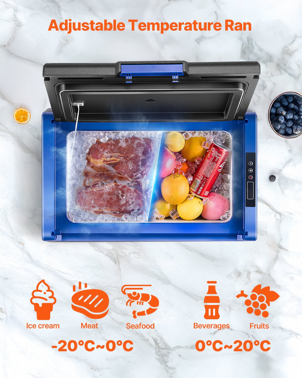 VEVOR Portable Car Refrigerator Freezer Compressor 20L Single Zone for Car Home-3