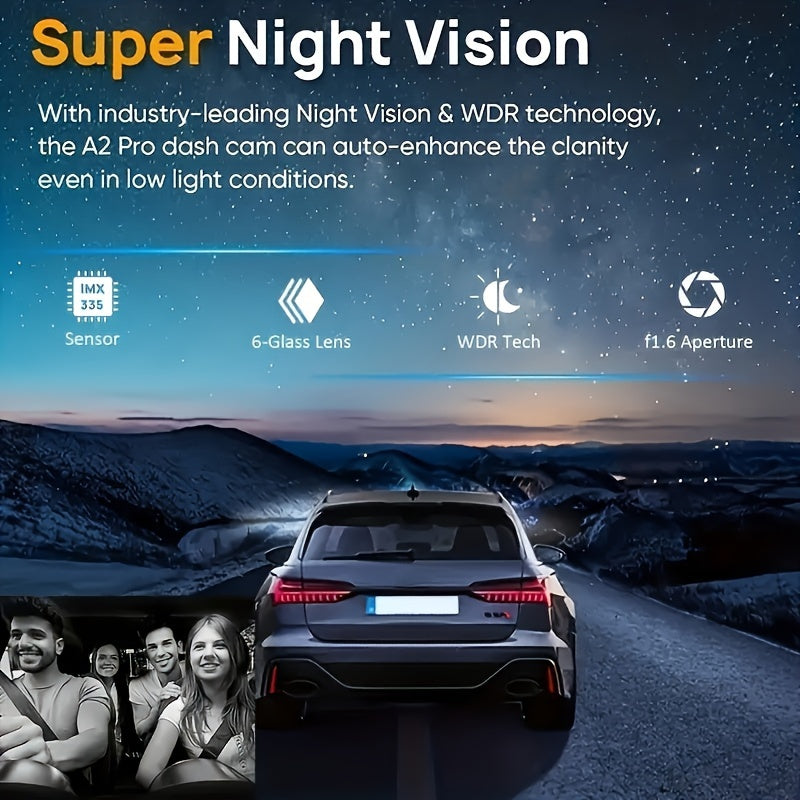 1080P Dual Dash Cam With IR Night Vision Display