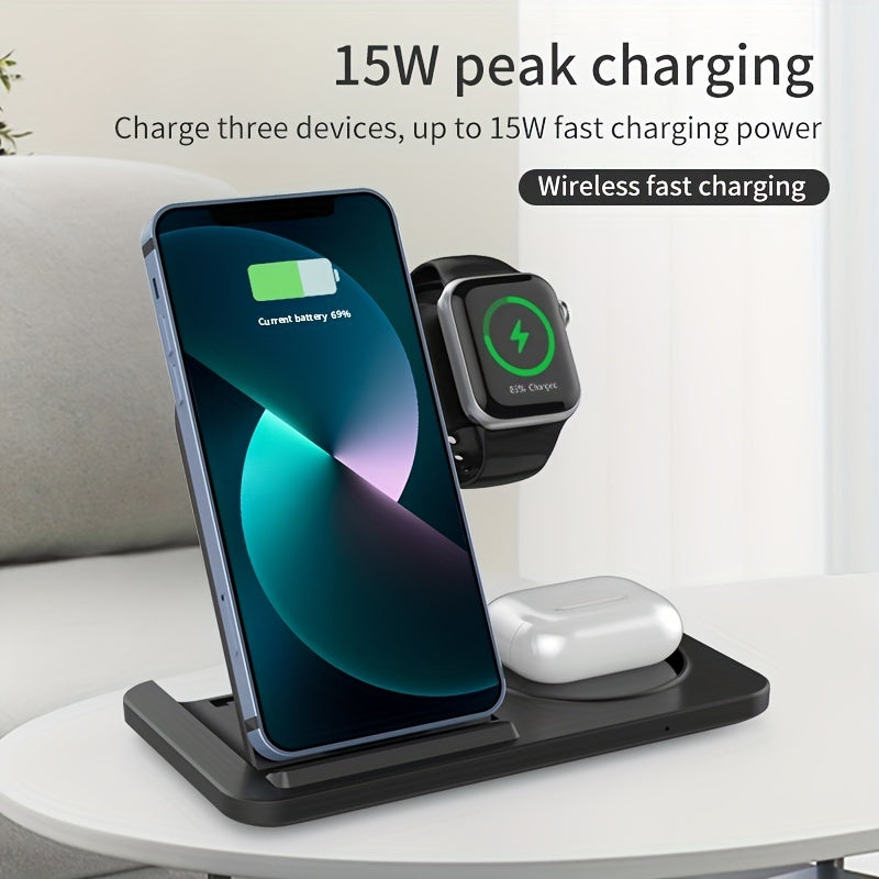 3-in-1 Fast Wireless Charging Stand for Apple Devices